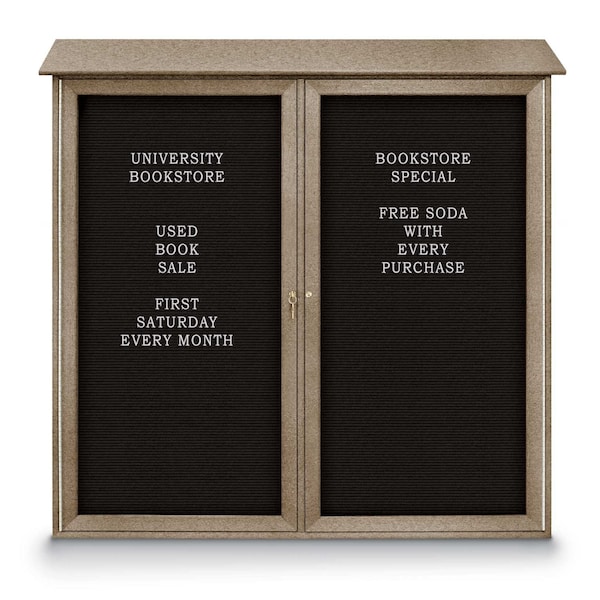 Indoor Enclosed Combo Board, 48"x36", Satin Frame/Grey & Buff